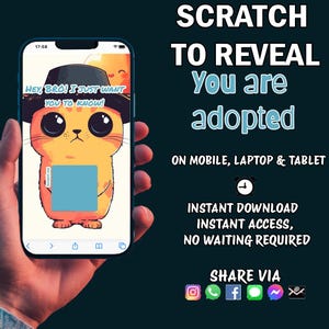 Funny Scratch Card, Digital You are Adopted, Friendly prank, funny Digital scratch card, Eco-friendly | Social Media | For friends