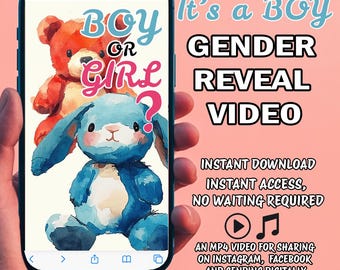 BOY Instant download | Gender reveal Video card | digital pregnancy announcement video | Confetti