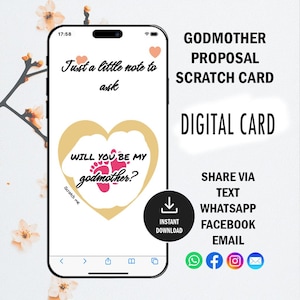 Will You Be My Godmother Digital Scratch Card, Digital Godmother Proposal Scratch Card, Will You Be My Godmother Ecard, Godmom Proposal
