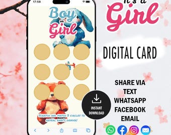 Gender Reveal Digital Scratch Card, It's a Girl, Digital Boy or Girl Scratch Card Game, Gender Reveal Idea, Announcement, Having a Girl