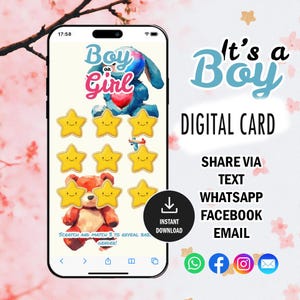 Gender Reveal Digital Scratch Card, It&#39;s a Boy, Digital Boy or Girl Scratch Card Game, Gender Reveal Idea, Gender Announcement, Having a Boy