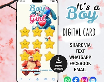 Gender Reveal Digital Scratch Card, It's a Boy, Digital Boy or Girl Scratch Card Game, Gender Reveal Idea, Gender Announcement, Having a Boy