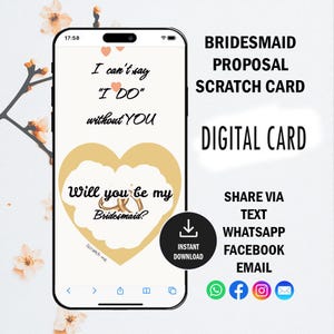 Biglietto gratta e vinci digitale per la proposta di matrimonio della damigella d'onore - Biglietto gratta e vinci "Sii la mia damigella d'onore", annuncio a sorpresa, download immediato, damigella d'onore che chiede
