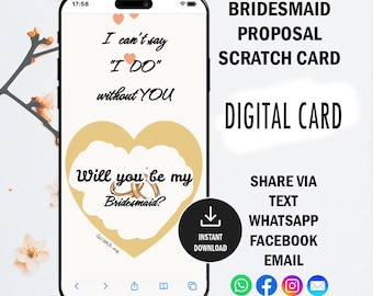 Digital Bridesmaid Proposal Scratch Card – Be My Bridesmaid Scratch-Off Card, Surprise Announcement, Instant Download, Asking Bridesmaid