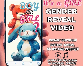 Girl Gender Reveal Video: Confetti Pregnancy Announcement (Digital Download)