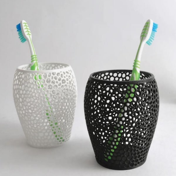 Modern Toothbrush Holder, Voronoi Pencil Pen Stand, Storage Organization, Kids & Adults, Bathroom Office Decor Accessories