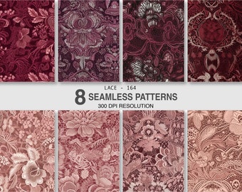 Conjunto de patrones florales de encaje sin costuras, diseño de tela textil (digital)