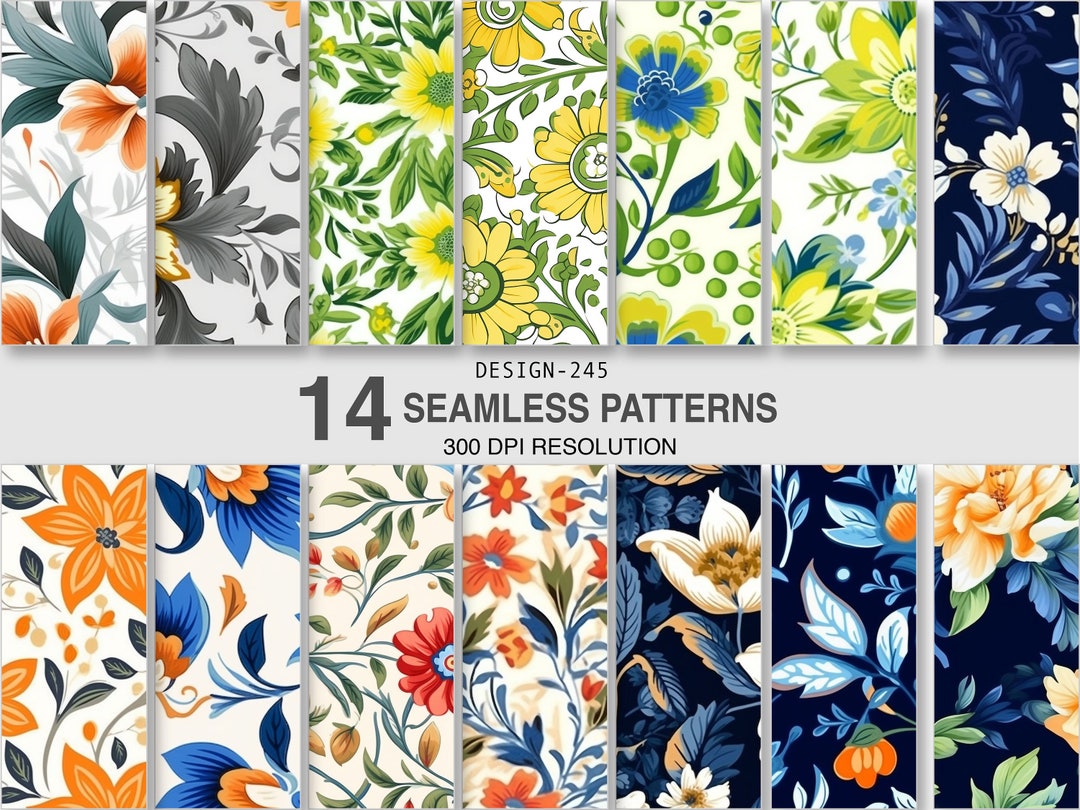 Floral Seamless Pattern Set, Commercial License (digital Paper) - Etsy