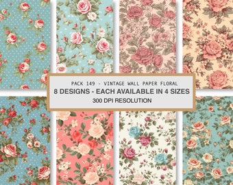 Papel digital continuo con estampado floral vintage (uso comercial)