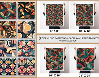 Patrones geométricos abstractos sin costuras, impresión bajo demanda (descarga digital)