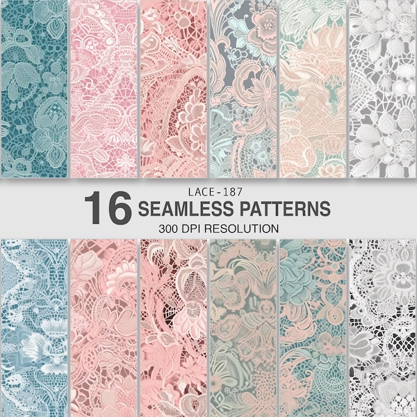 Seamless Patterns for Print on Demand Commercial use Digital Patterns for Home decor Textile Fabrics Lace Fabric design for presentations