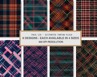 Patrones sin costuras de tartán distorsionado (descarga digital)