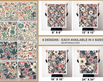 Patrón floral sin costuras, estampado textil (descarga digital)