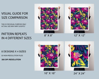 Patrón floral vibrante sin costuras, uso comercial (descarga digital)