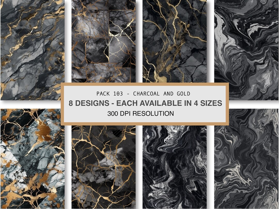 Charcoal Gold Marble Seamless Pattern Set (digital Print) - Etsy