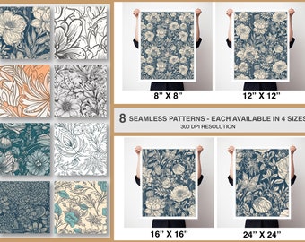 Patrón floral sin costuras, papel digital para uso comercial (descarga digital)