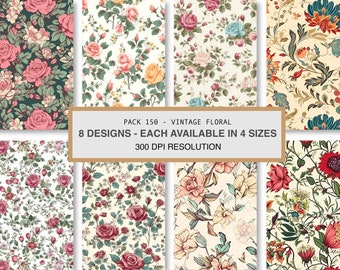 Patrón floral vintage sin costuras, tela textil (descarga digital)