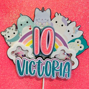 Squishmallow Inspired Cake Topper, Stuffed Animals Cake Topper, Squishy Animals Birthday Theme, Kids Birthday Party