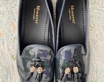 Moretti Gold Label Size 11 Slip On Patent Leather Black Shoe Tassle Lincoln Men