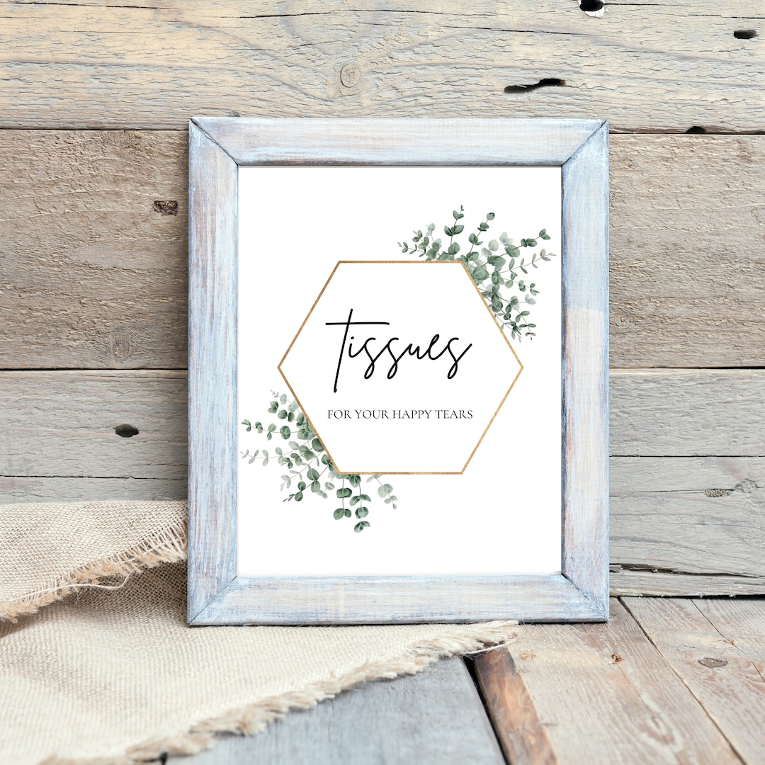 Elegant Eucalyptus Wedding Tissue Sign | 8x10 Floral Print | Instant ...