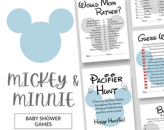 Mickey & Minnie Blue Baby Shower Games Bundle | 7 Digital Printables for Disney-Themed Celebration | Digital Download | DBS-101