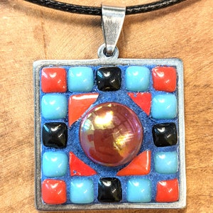 Halskette, Mosaikanhänger für Damen (Glaskugel, venezianisches Smalt, osmanisches Mosaik und Mikromosaik)