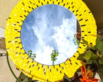 Miroir mosaïque Tiffany jaune
