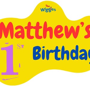 Wiggles redigerbar födelsedagsskylt och mall
