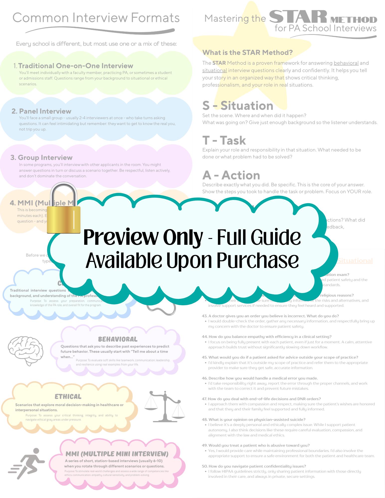 PA School Interview Prep PDF | Physician Assistant Study Guide | Star ...