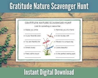 Printable Gratitude Nature Scavenger Hunt 2-Pack | Instant Download Scavenger Hunt for Kids | Daily Gratitude or Thanksgiving Activity