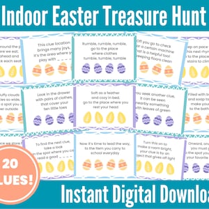 Printable Easter Treasure Hunt For Kids Indoor Easter Scavenger Hunt Clues Riddles image 1