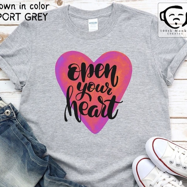 Open Your Heart T-Shirt, Unisex Softstyle T-Shirt, Mom Tshirt, valentine gift, girlfriend gift, yoga shirt, birthday gift, meditation gift
