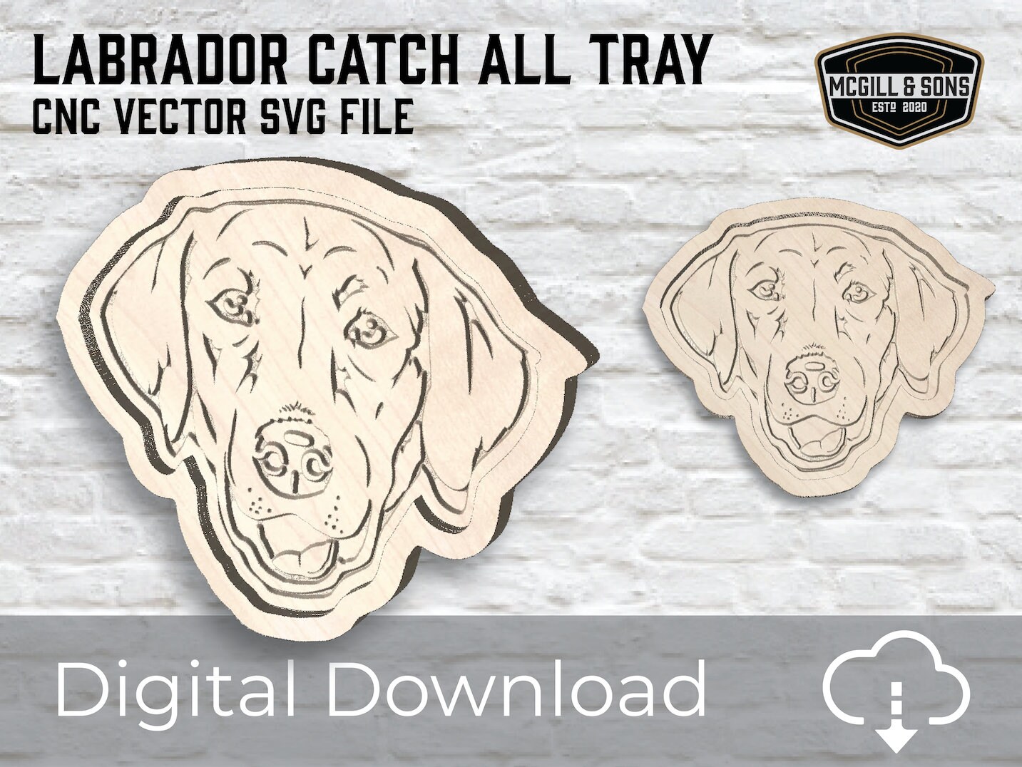 Archivio vettoriale CNC. Labrador Dog Catch All Tray vassoio edc. SVG, DXF, download vettoriale pdf - Nessun prodotto fisico. Modello svg vettoriale regalo per cani.