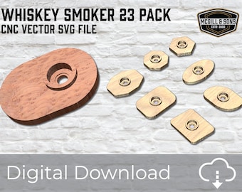 Whiskey Smoker - 23 forme diverse - Vettore SVG, download di file vettoriali EPS DXF pdf - Nessun prodotto fisico. Modello SVG vettoriale regalo alcolico.