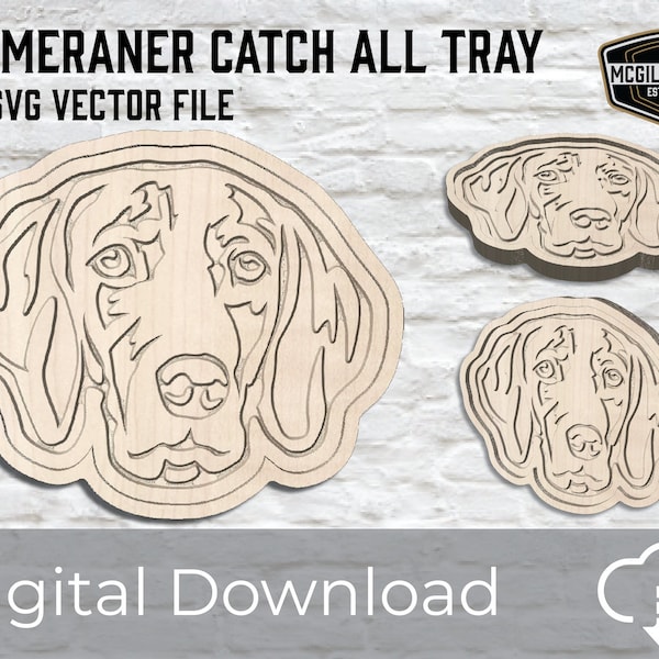 CNC vector file. Weimaraner Dog Catch All Tray edc tray. SVG, dxf, pdf vector download - No physical product. Dog gift vector svg template.