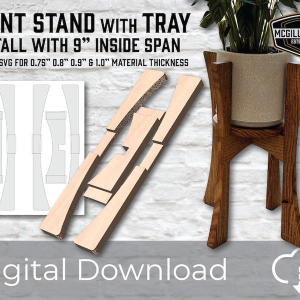 Plant Stand 20" tall with 9" inside opening for tray SVG vector file download - No physical product. CNC Vectors for stand & optional tray.