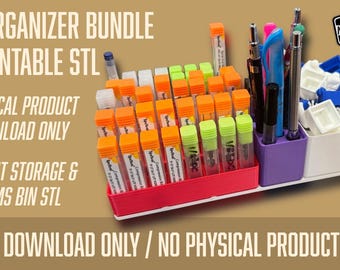 CNC Bit Aufbewahrungs Bundle STL für 3D Drucker. Kein physisches Produkt. Nur STL-Download. 64 bit Organizer & diverse Aufbewahrungsbehälter mit Bases