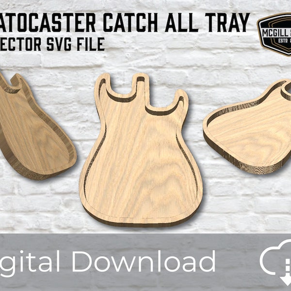 CNC vector file. Stratocaster guitar catch all tray edc tray. SVG, DXF, pdf vector download - No physical product. guitar gift vector svg.