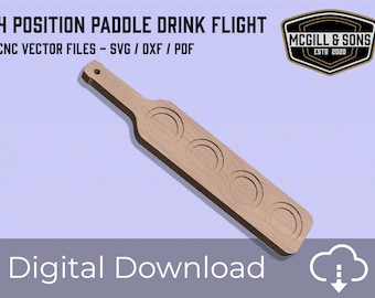 CNC-vectorbestand. 4 Positie Whisky, Bier, Wijn vlucht. SVG, DXF, PDF-bestand downloaden - Geen fysiek product. Alcohol cadeau vector SVG sjabloon.