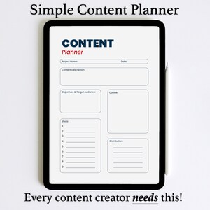 Simple Content Creator Planner - Blue and Red Header