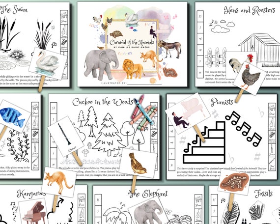 Carnival of the Animals, Educational Printable, Music Unit Study, Camille Saint-Saëns, Music Classroom, Piano Education, Homeschool Music
