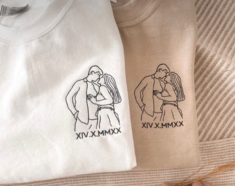 Couple line art embroidered tshirt sweatshirt hoodie valentines gift