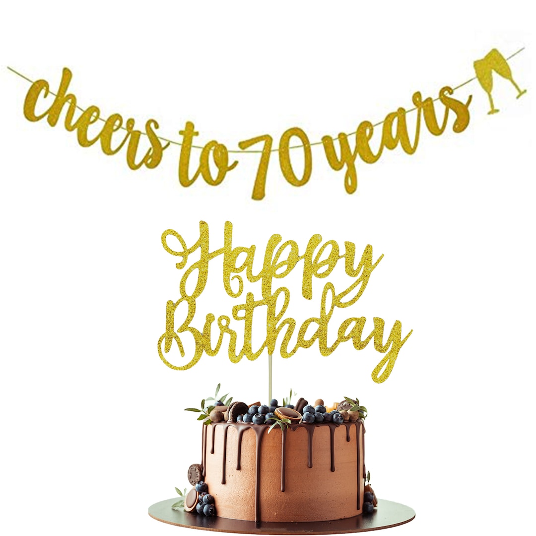 "Cheers To 70 Years" Birthday Banner - Glittery Gold 70th Party Decorations For Men & Women, 4.8ft Long DIY Banner - View #6