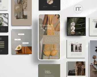 Wellness Coach Instagram Templates, Holistic Wellbeing Canva Social Media Posts