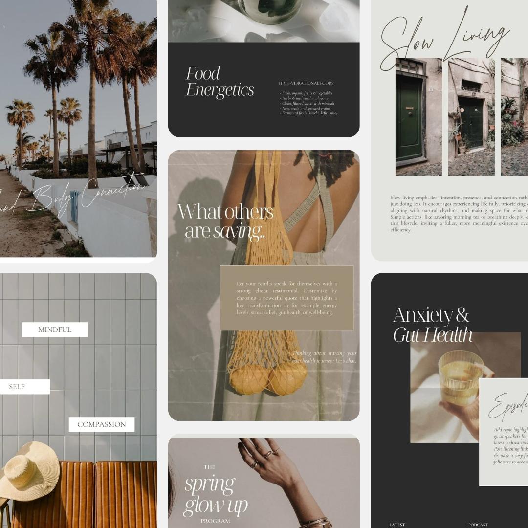 Wellness Coach Instagram Templates, Holistic Wellbeing Canva Social ...