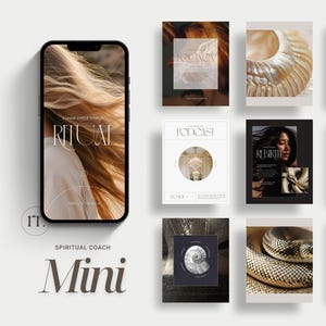 Spiritual Coach Instagram Templates, Energy Healer Social Media, Mystic Goddess Brand, Dark Moody Gold Aesthetic, Editable Canva Posts