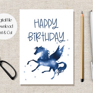 Carte de joyeux anniversaire licorne imprimable, carte de joyeux anniversaire pour nièce, carte fille licorne, carte d'anniversaire pour enfant