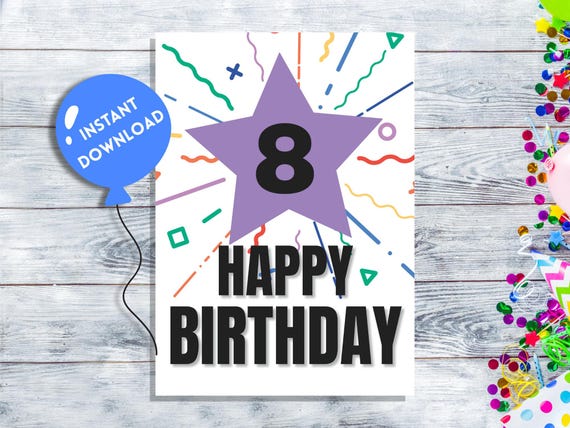 Central 23 Biglietto di auguri per 8° compleanno per ragazzi – Biglietti di compleanno di calcio – Regali per nipote figlioccio nipote – Ottavo Bday – Otto anni – Viene fornito con