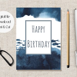 Tarjeta de cumpleaños imprimible, bajo el mar, tarjeta de feliz cumpleaños de la marina, tarjeta de cumpleaños para papá