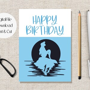 Carte de joyeux anniversaire sirène imprimable, carte de joyeux anniversaire pour fille, carte sirène nièce